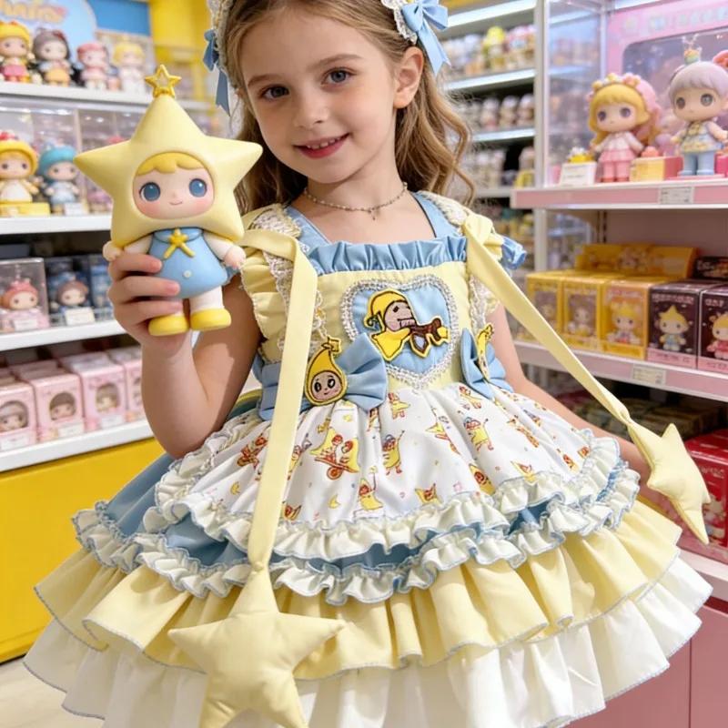 Robe de Soirée Lolita pour Filles Star Man, Robe de Mariage pour Filles de 3 à 10 Ans, Costume de Bo