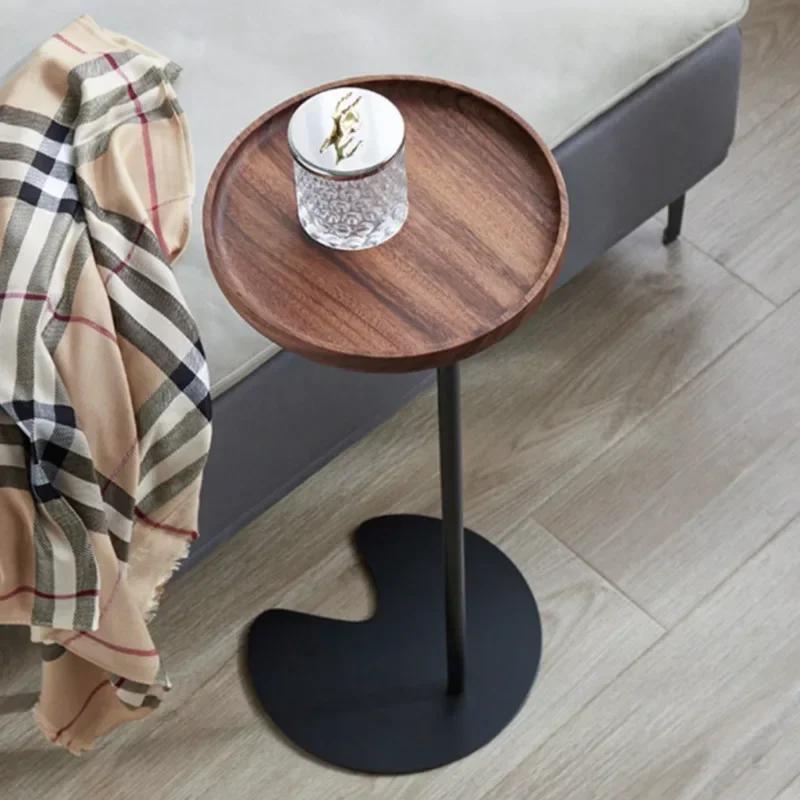 Table ronde en bois massif pour chambre à coucher, petit lit à fouet avancé, salon, bord de canapé, 