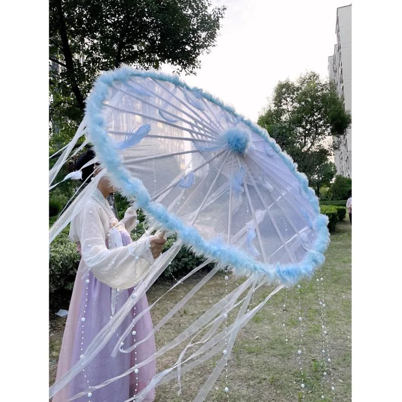 LED chinois japon fil huilé papier soie tissu parapluie Costume ancienne princesse parapluie drame b