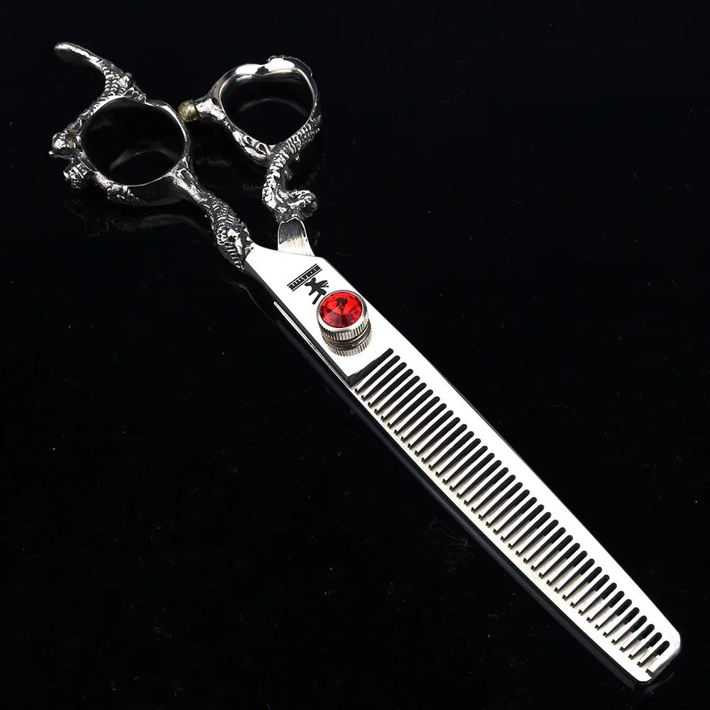 Ciseaux de barbier japonais en acier 440C, poignée Dragon 6 "7", ciseaux professionnels pour couper 