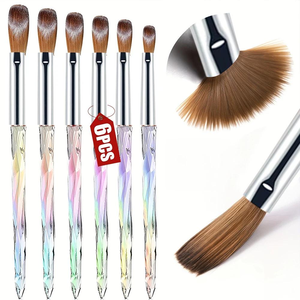 Kit de 6 brosses à ongles en acrylique Aurora, multi-tailles, professionnelles, pour Application acr
