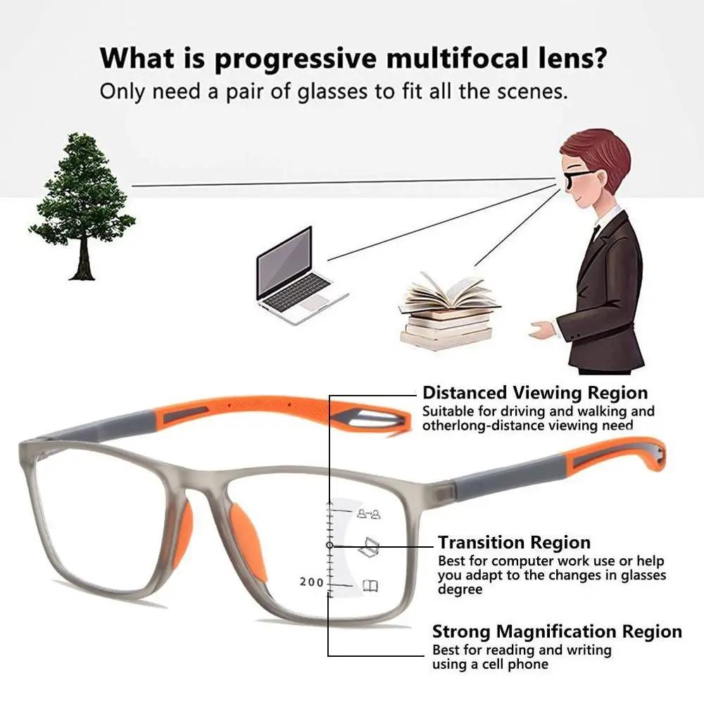 Lunettes de lecture progressives multifocales souples TR90, Anti-lumière bleue, pour hommes et femme