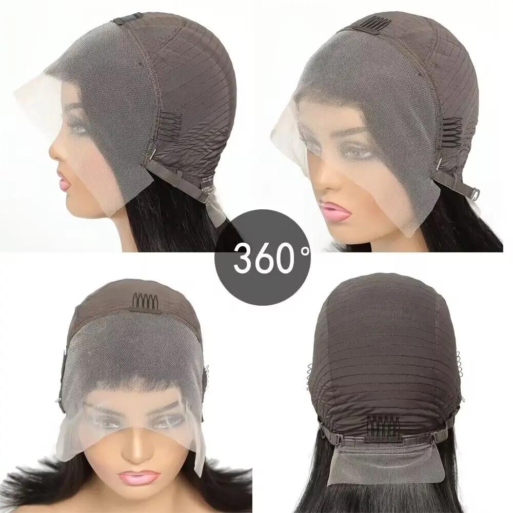 Perruque Lace Front Wig naturelle transparente, cheveux humains, coupe Pixie, ondulée naturelle, cou