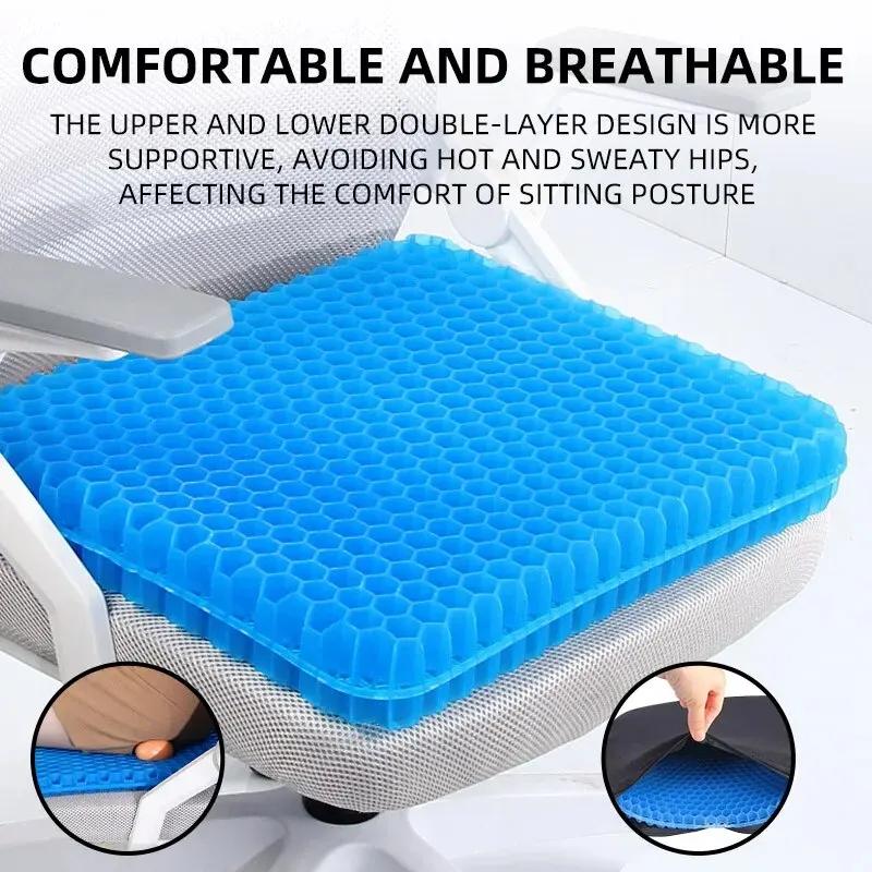 Coussin de siège en Gel, Design d'été respirant en nid d'abeille pour soulager la pression, douleur 