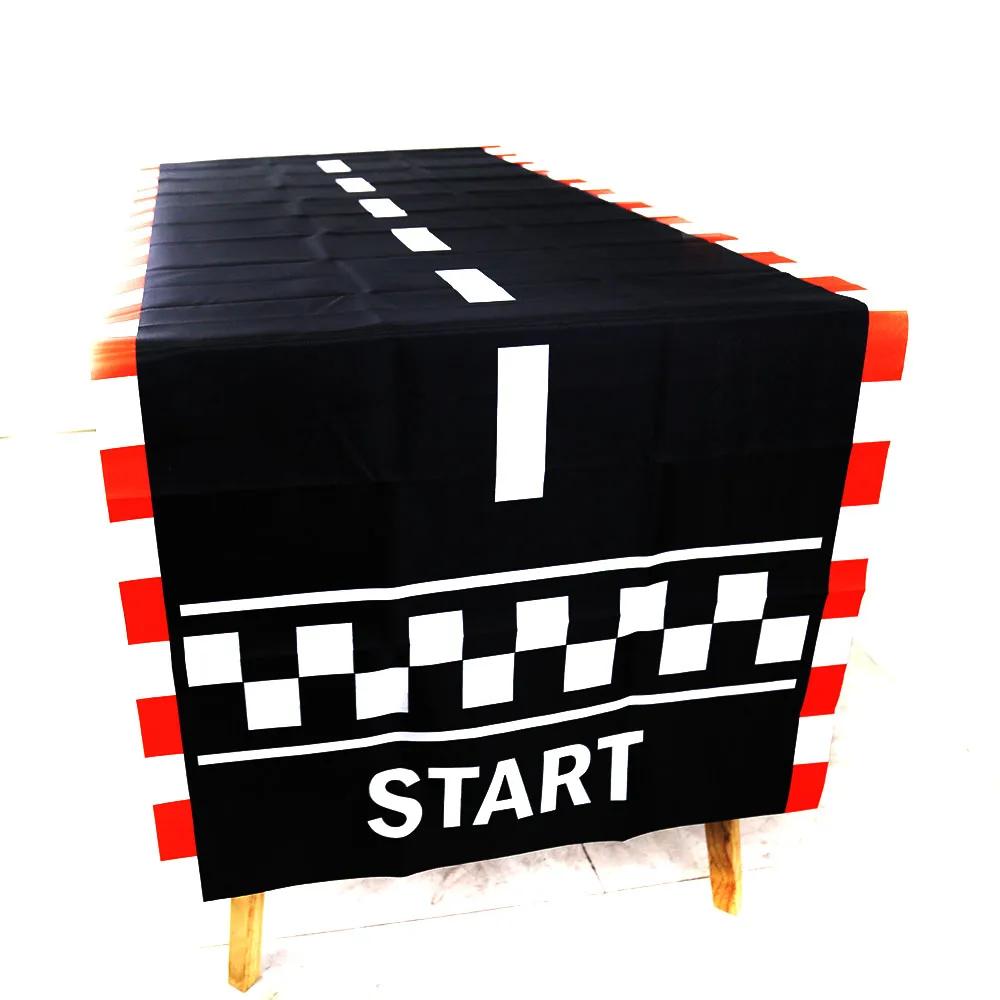 Nappe de fête de voiture de course à carreaux, drapeau à carreaux noir et blanc, nappe de piste, fou