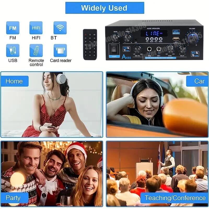 Amplificateur audio HiFi AK55, Max 900W, Amplificateurs de son Bluetooth numériques, Canal 2.0, Pris