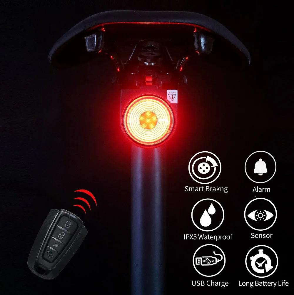 Feu arrière de vélo, feu de freinage, alarme anti-cambriolage, appel à distance, contrôle sans fil, 