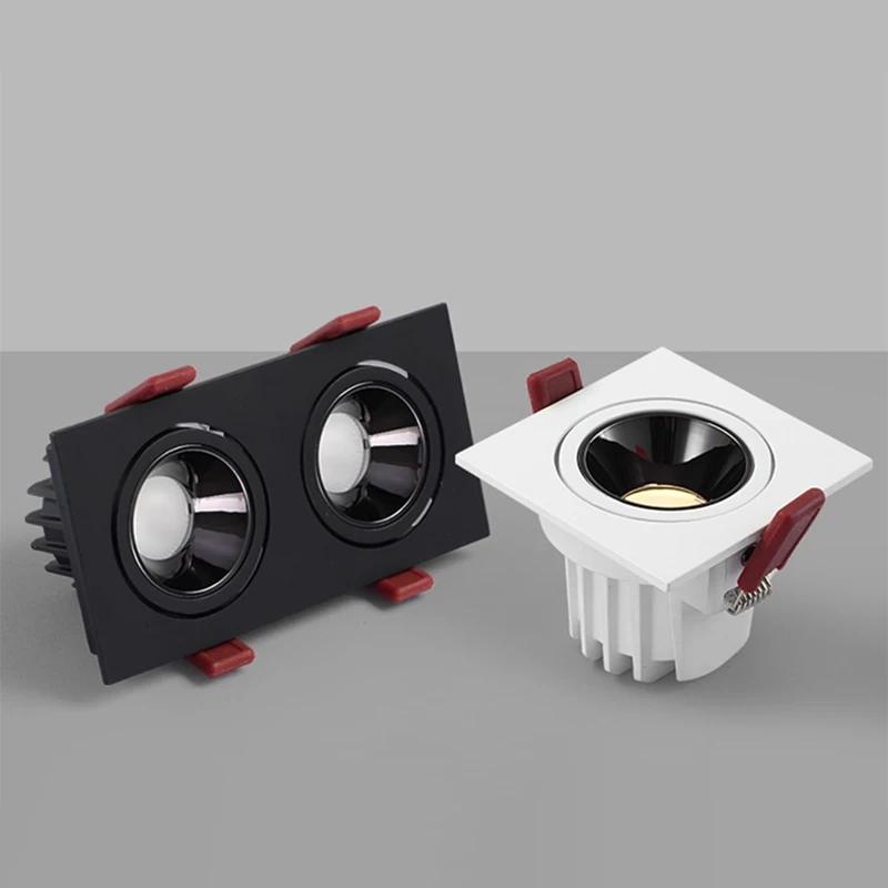 Plafond LED encastré 24W 10W simple/Double tête LED spots CREE COB Anti-éblouissement Downlight pour
