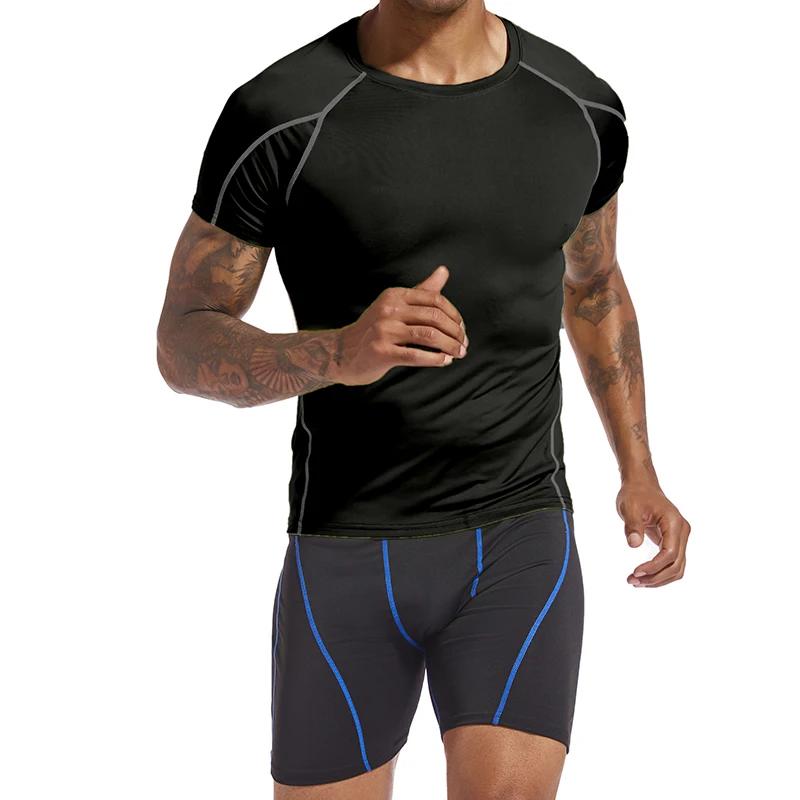 T-shirt sport homme été course gym fitness élastique compression athlétique collant training