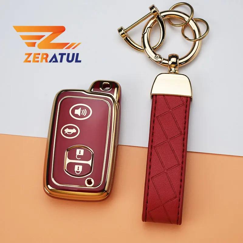 Housse de clé de voiture en TPU, 2/3/4 boutons, pour Toyota Camry Crown Majesta Highlander Land Crui