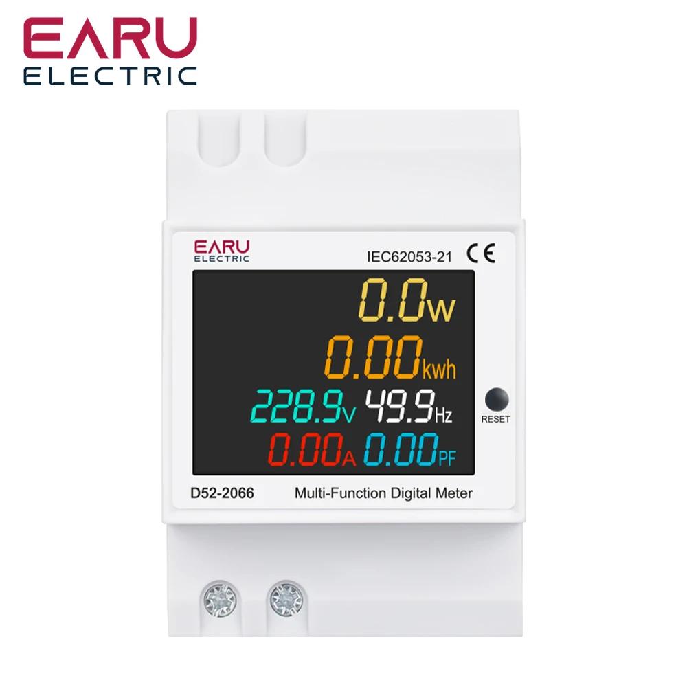 Moniteur AC sur rail DIN 6 en 1 110V 220V 380V 100A Tension Courant Facteur de puissance kWh actif C