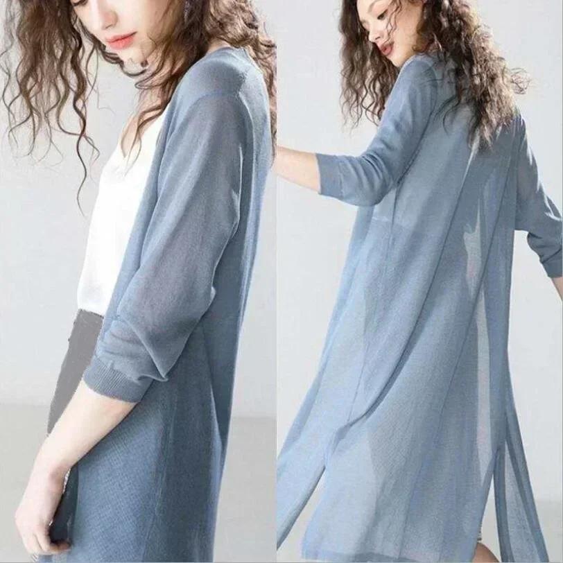 Nouveau printemps été Protection solaire vêtements femmes Long Cardigan femme tricoté pull femmes ma
