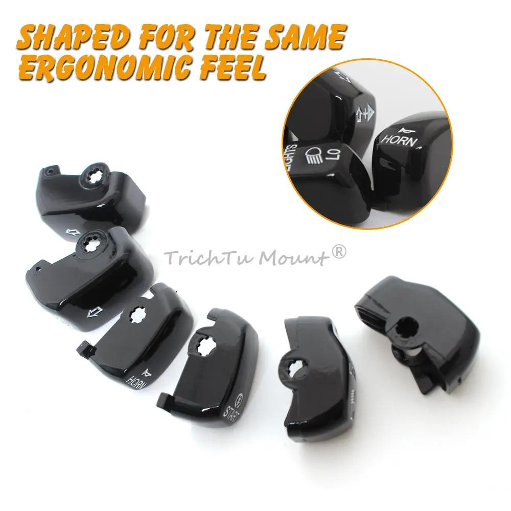 Kit de couvercles de boutons noirs pour interrupteur de commande manuelle de moto, pour Harley Touri