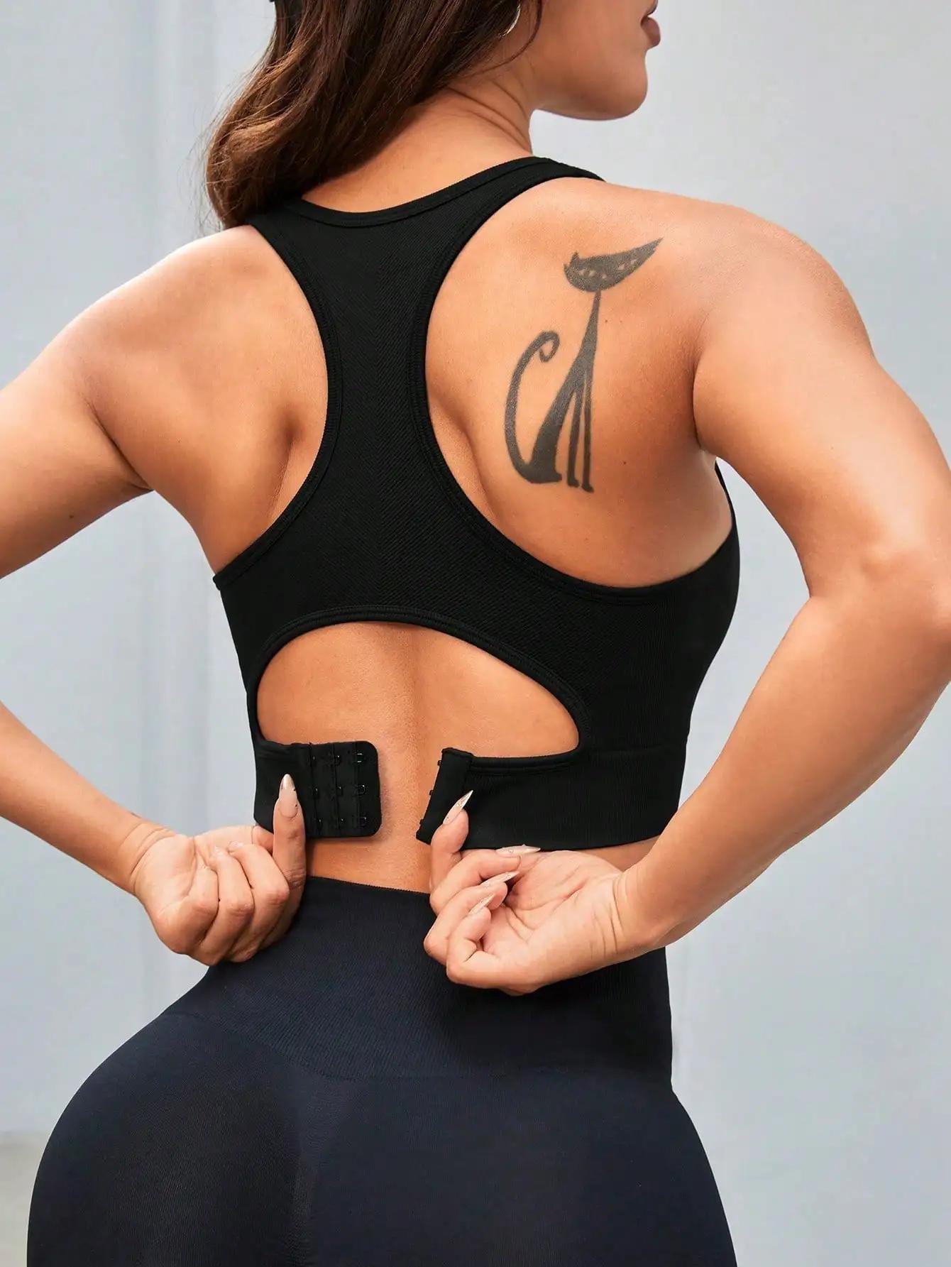 Soutien-gorge de sport Racerback Longline pour femme, soutien léger, haut court rembourré, entraînem