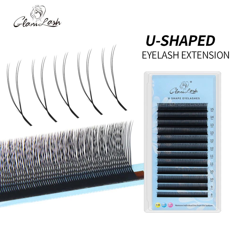 GLAMLASH U forme YY faux cils 8-15mm mélange C D Curl Double pointes Extension de cils cils individu
