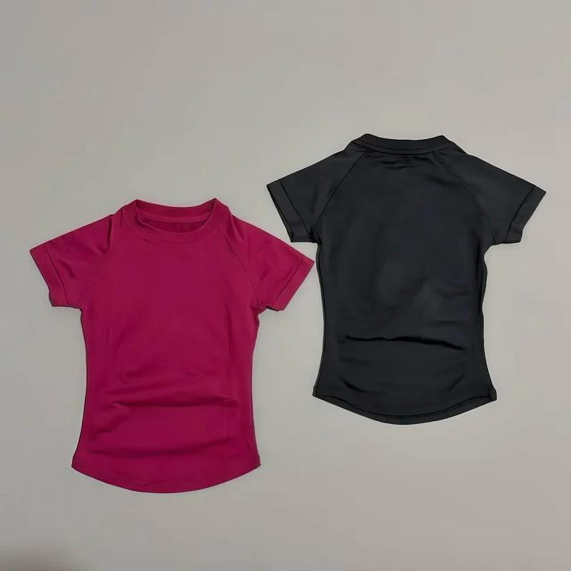 Haut de sport à manches courtes pour femme, t-shirt de course, débardeur respirant à col rond pour l