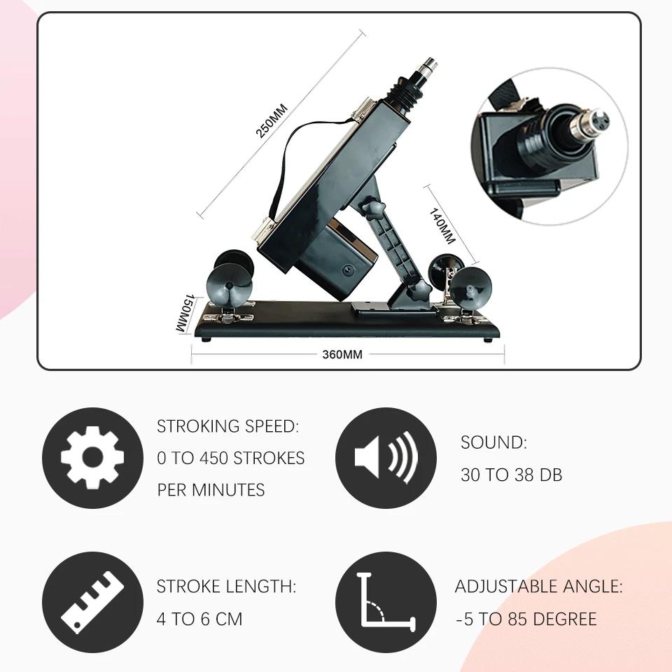 Fredorch Sex Machine avec 2 grands godes noirs jouets sexuels pour femmes produits de masturbateur m
