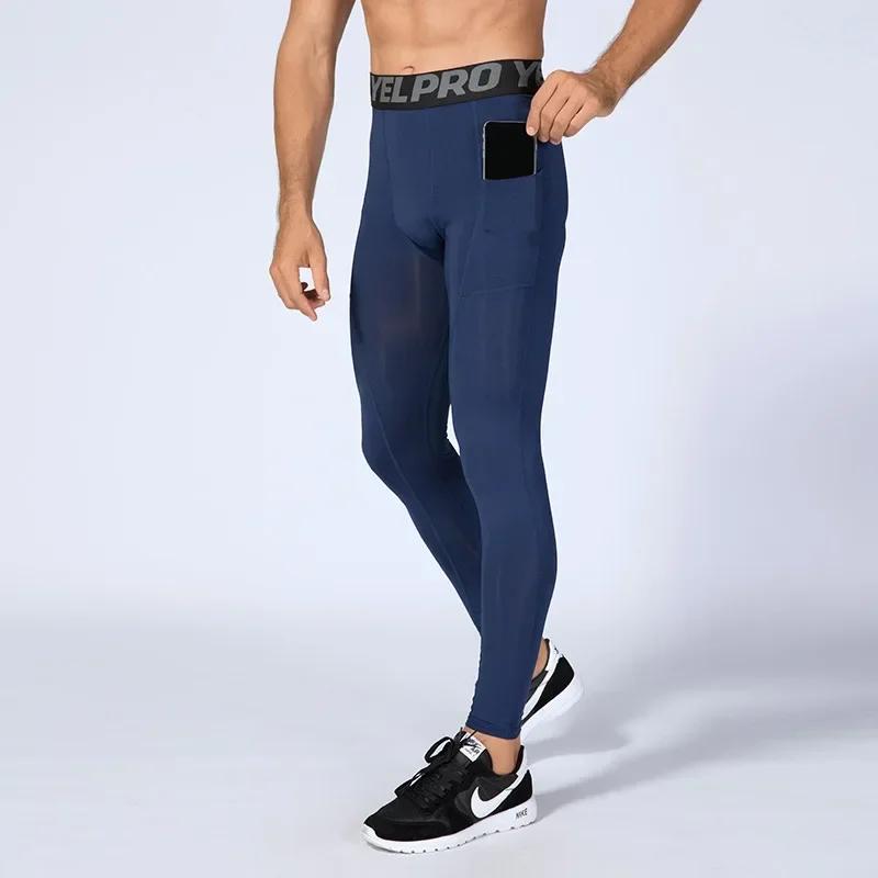 Collants de Compression hommes PRO Fitness course pantalons serrés Leggings de sport avec poche pour