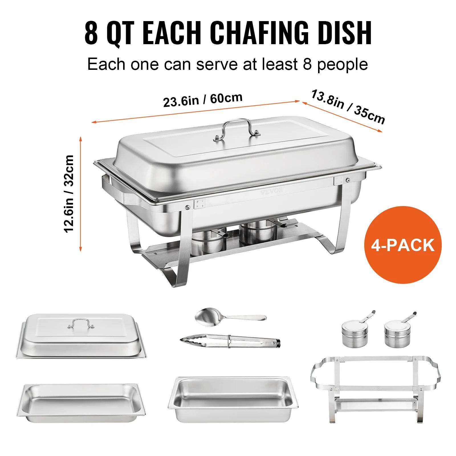 SucceBuy – réchaud rectangulaire 8QT, 4/6 paquets, chafer en acier inoxydable avec poêles pleine tai