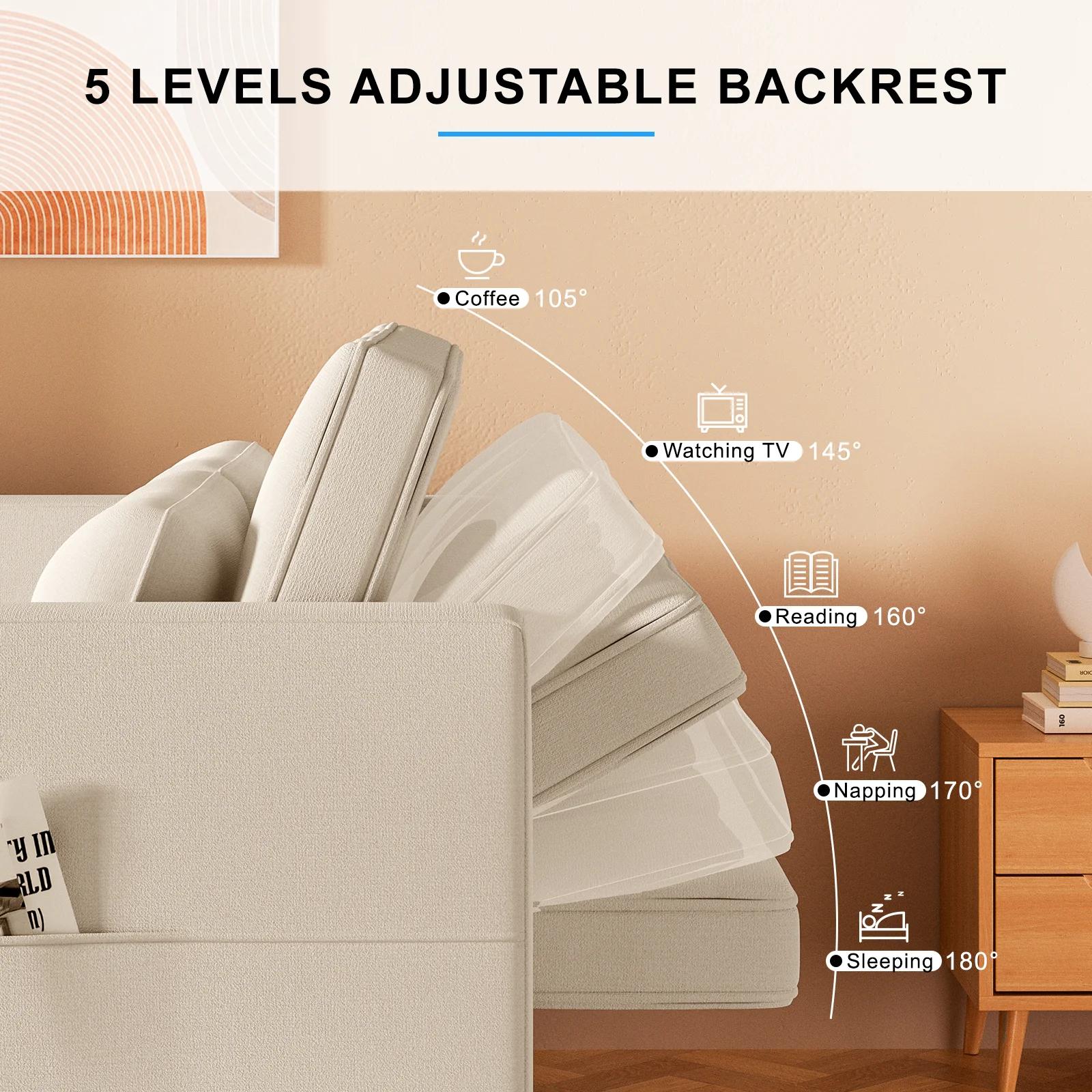 HORGgland-Canapé convertible 3 en 1, canapé-lit en velours de 57 pouces avec lit côtelé, causeuse av