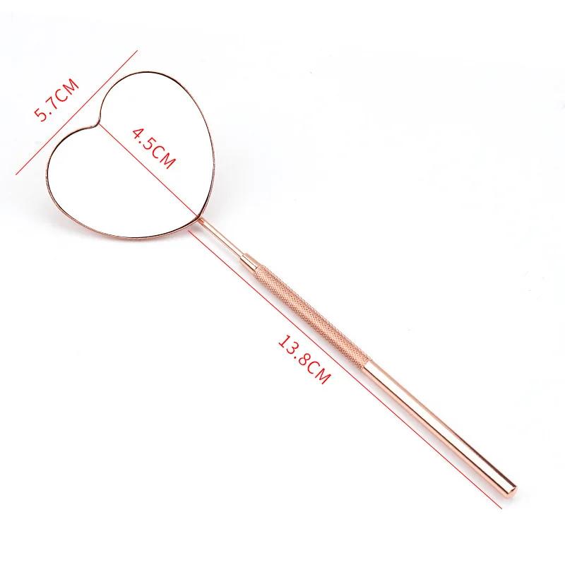 Miroir de contrôle d'extensions de cils en forme de cœur, miroir multifonction en acier inoxydable, 