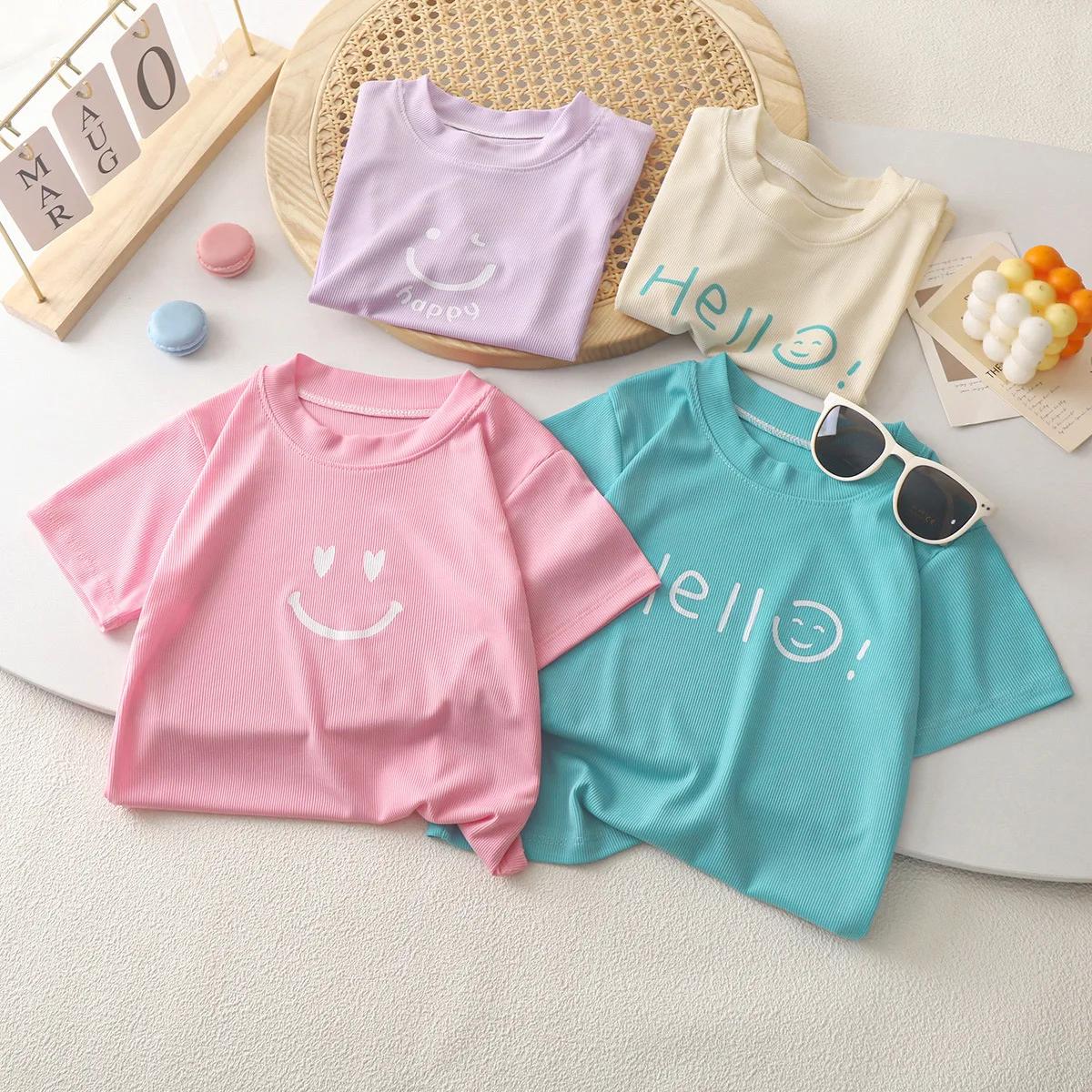 Nouveaux vêtements d'été pour enfants, t-shirt à manches courtes mignon, hauts décontractés pour gar