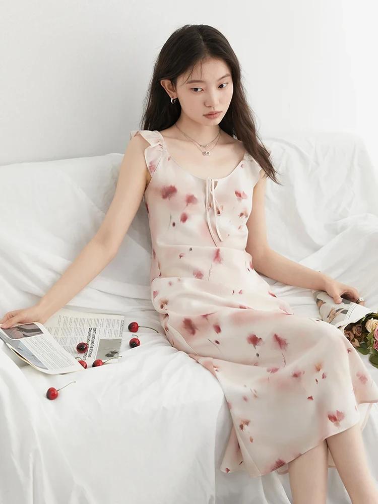 CHIC VEN femmes robes rétro mince décontracté nouveau col en U Halo imprimé petite sans manches long