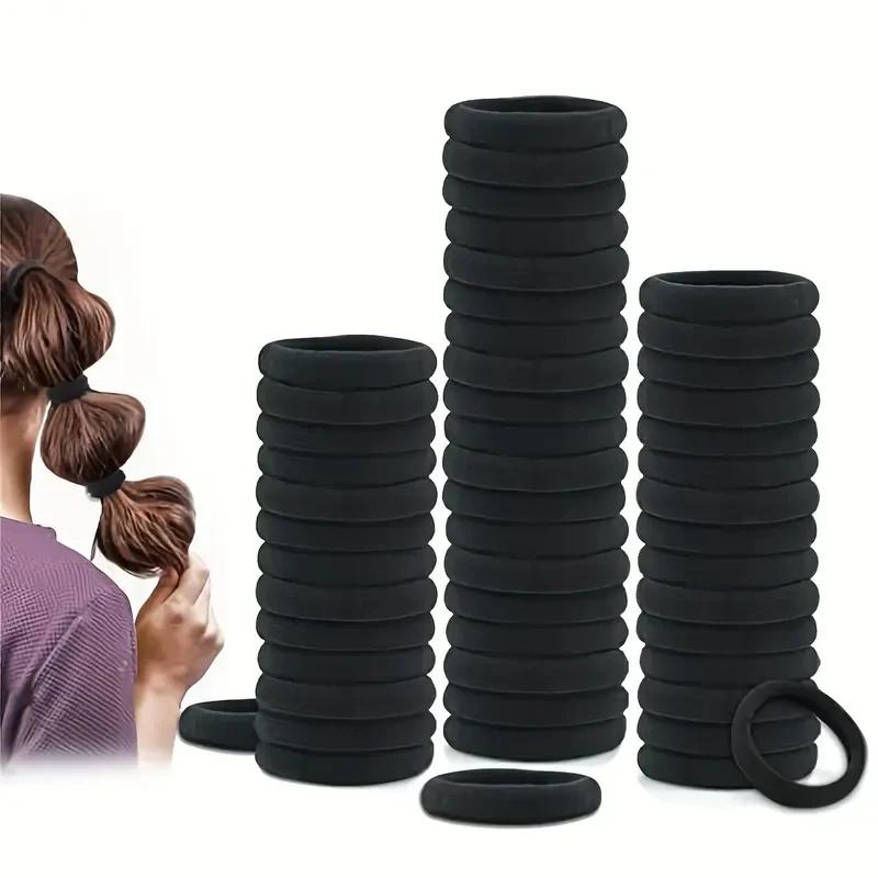 Bandes de cheveux à haute élasticité pour filles, bandeau noir, attaches en caoutchouc, support queu