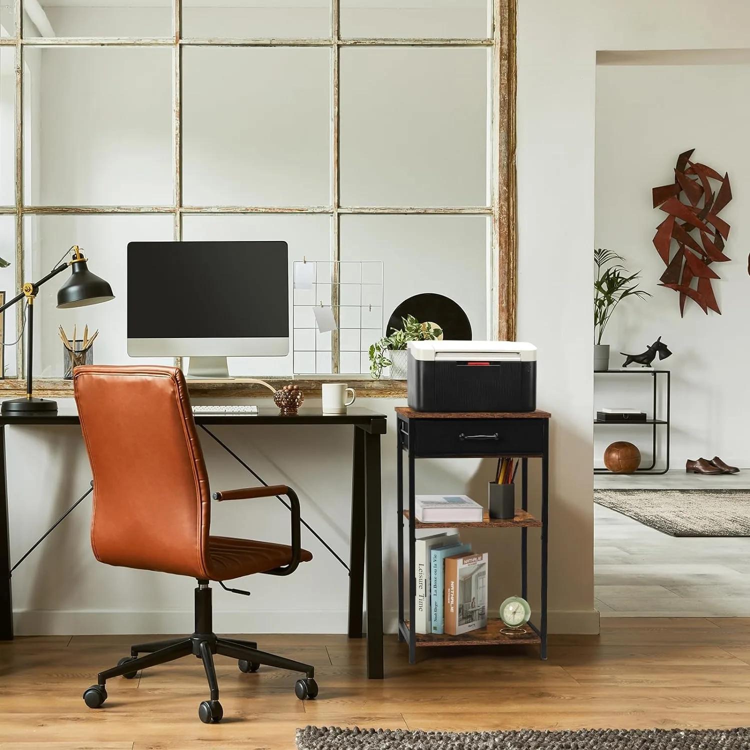 Support d'imprimante T1 blanc avec table de rangement, étagère d'imprimante à 3 niveaux, support d'é