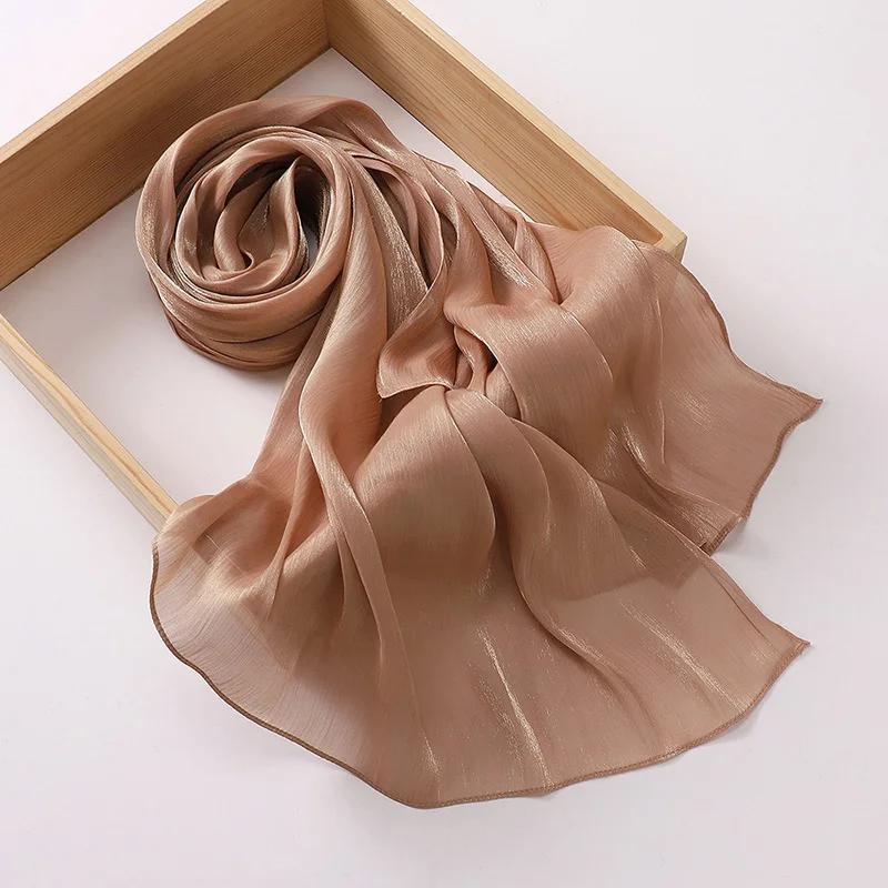 Hijabs en mousseline de soie de qualité supérieure pour femmes, voile turban doux et long, écharpes 