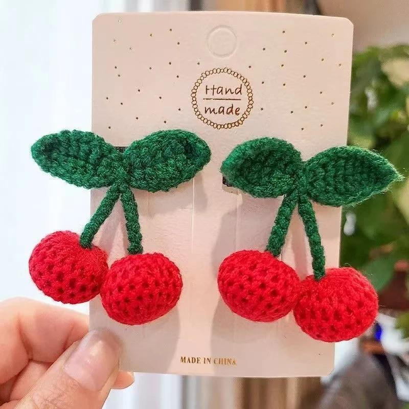 Pince à cheveux rouge populaire pour bébés filles, épingle à cheveux mignonne avec cordon latéral, v