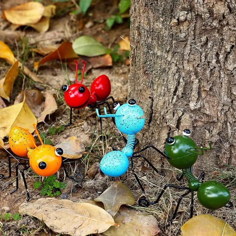 Nouveau 4-1PC fourmi décor extérieur jardin mignon insecte métal fourmi salon mur Art Sculptures ten