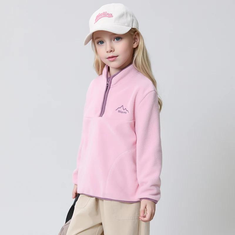Veste polaire épaisse à col montant pour enfants, manteau coupe-vent de sport pour garçons et filles