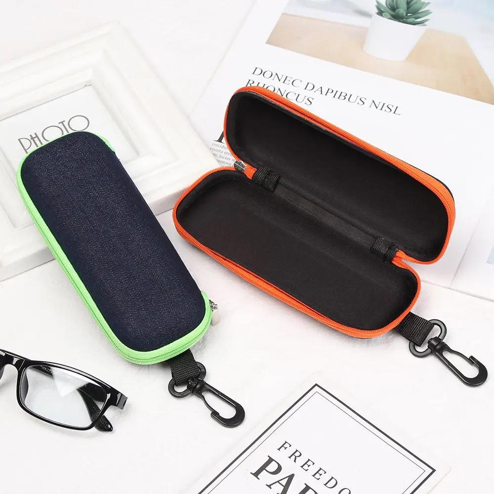 Boîte à Lunettes en Tissu Denim à Fermeture Éclair, Conteneur de Protection, Étui pour Lunettes de L