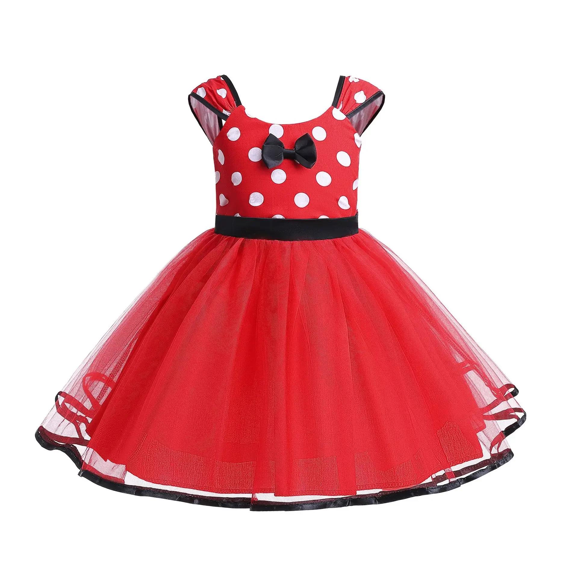 Robe Minni Mouse pour bébés filles, costume Cosplay, fête d'anniversaire, pois, mignon, carnaval, fê