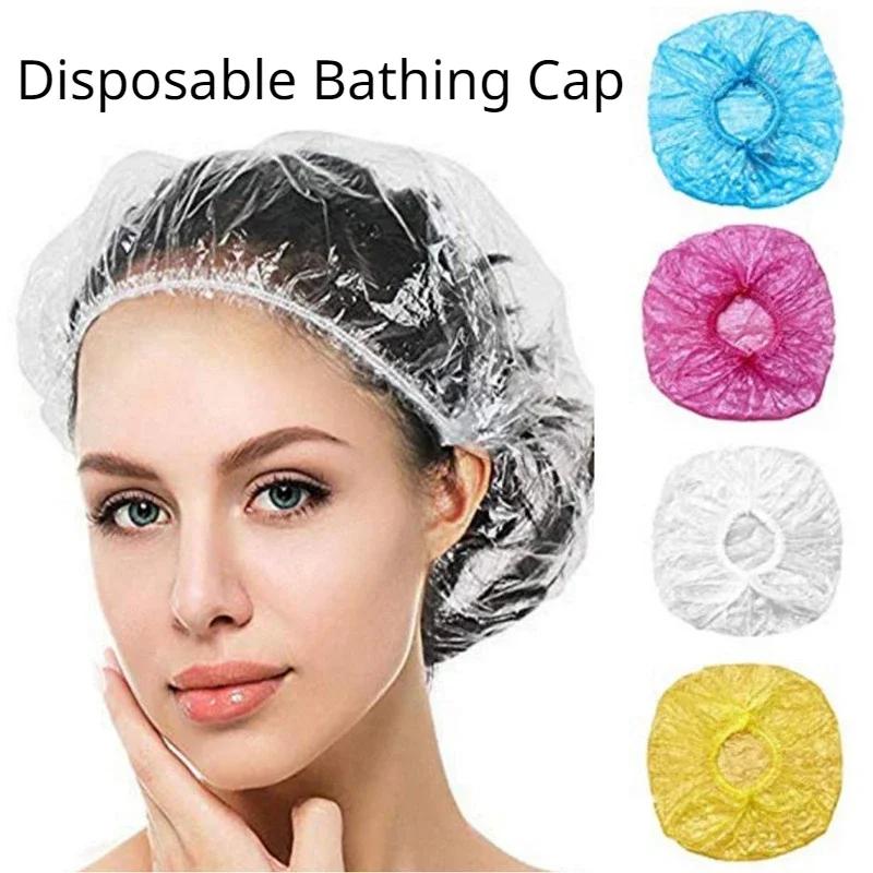 Couvre- bonnets de douche jetables, accessoires de Sauna, bonnets pour cheveux jetables transparents