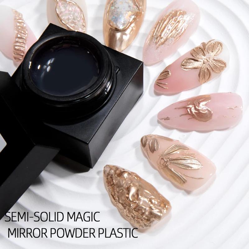 Gel de modélisation de vernis à ongles semi-solide, poudre de miroir magique, modèle 3D, colle à ong