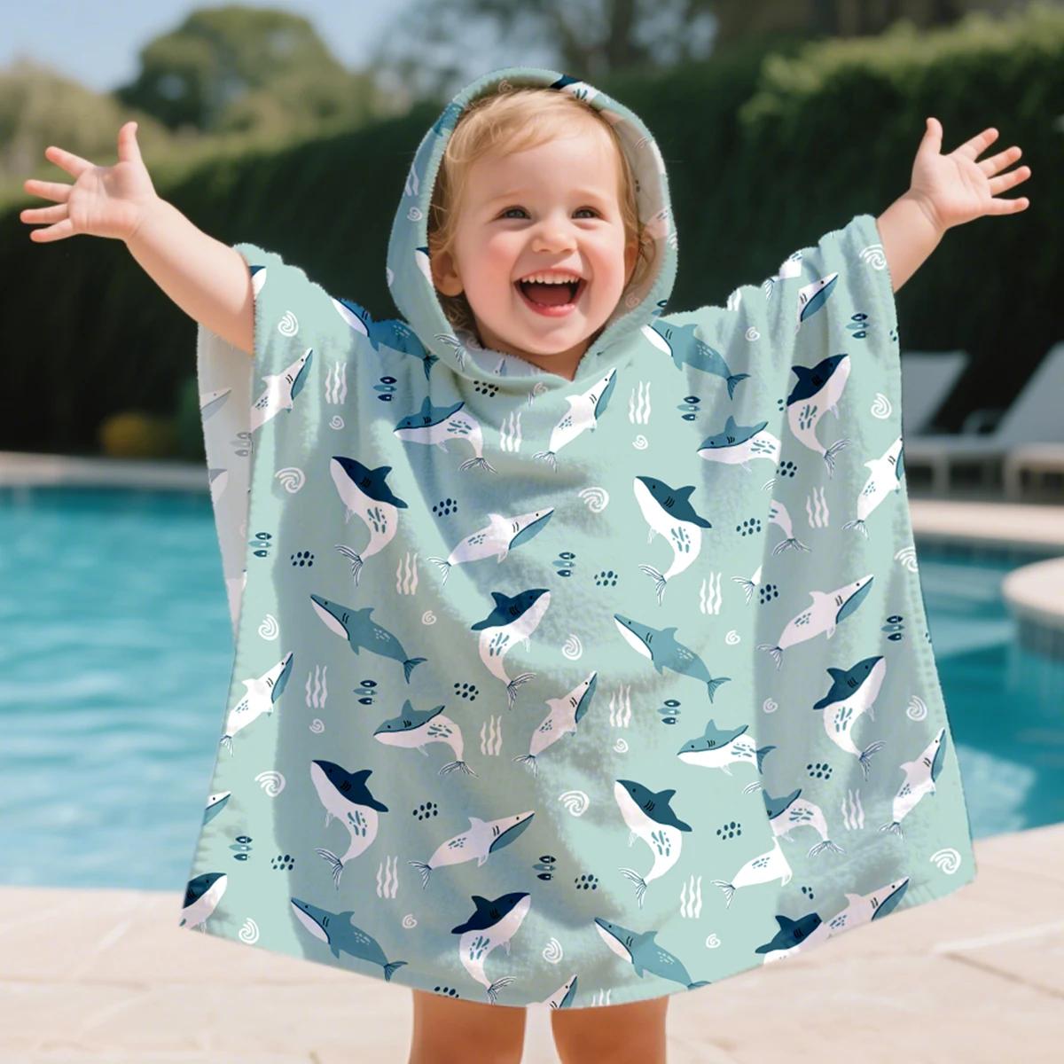 Elinfant 1Pc serviette de plage pour enfants piscine bain peignoir enfants serviettes de bain à capu