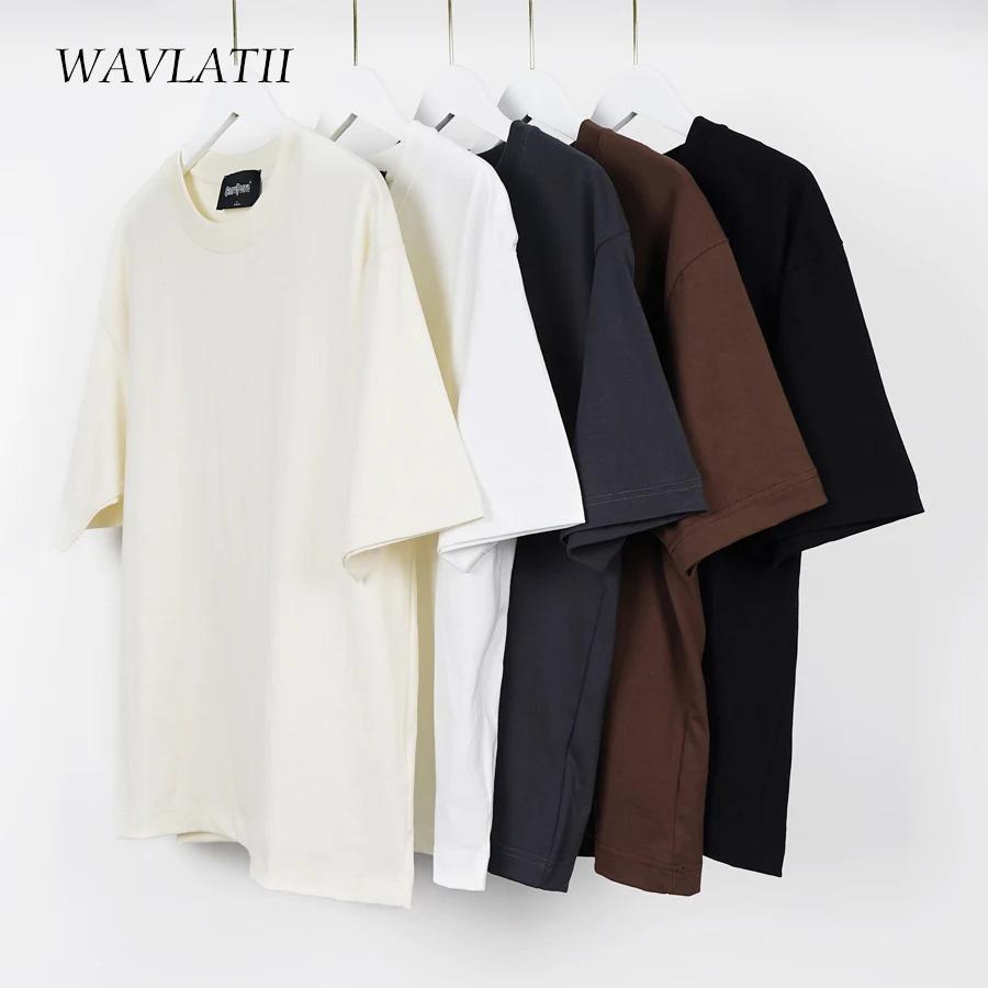 WAVLATII surdimensionné été t-shirts pour femmes hommes marron décontracté femme coréen Streetwear t