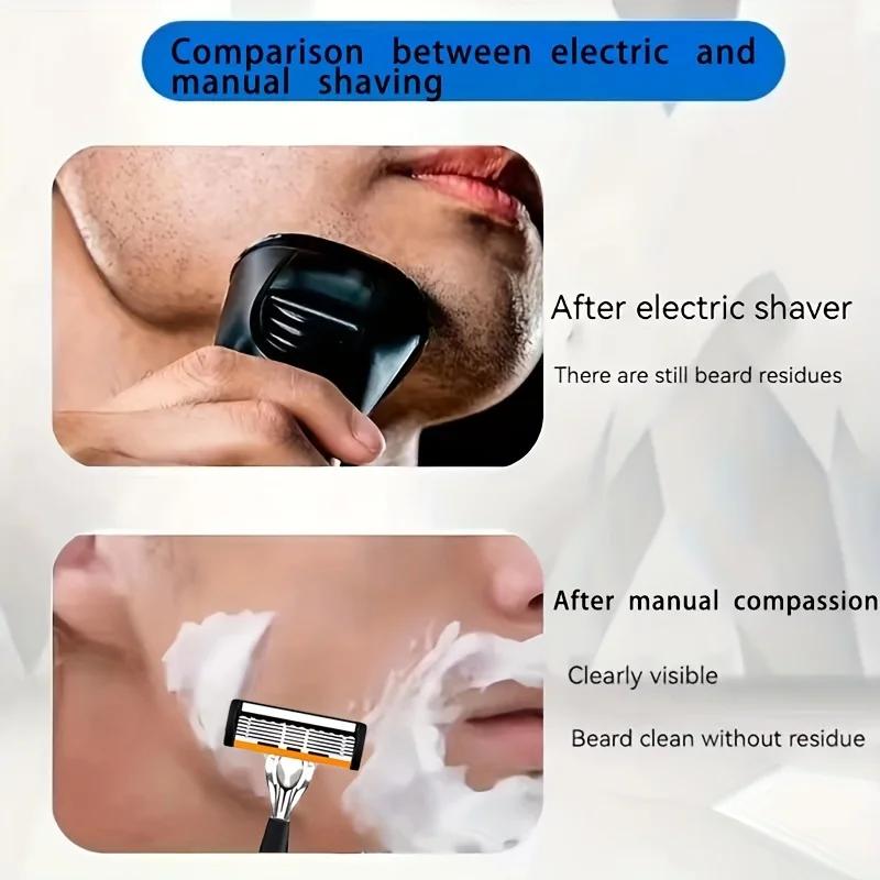 Ensemble de rasoir de sécurité à 6 couches pour hommes, rasoir tranchant en acier inoxydable de haut
