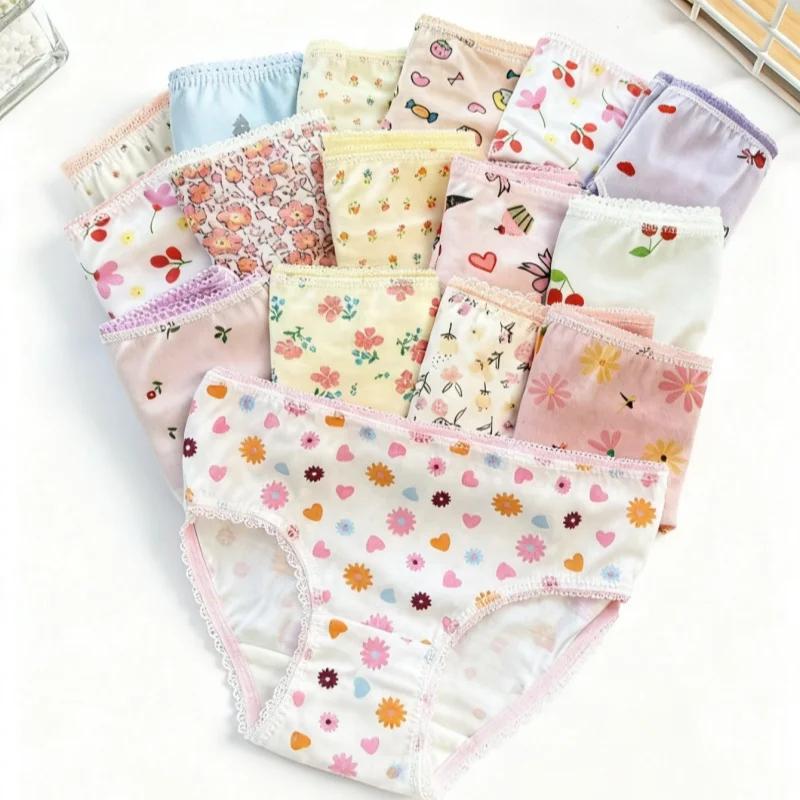 Sous-vêtements pour bébés filles, 12 pièces, couleur aléatoire, culottes en coton pour enfants, slip
