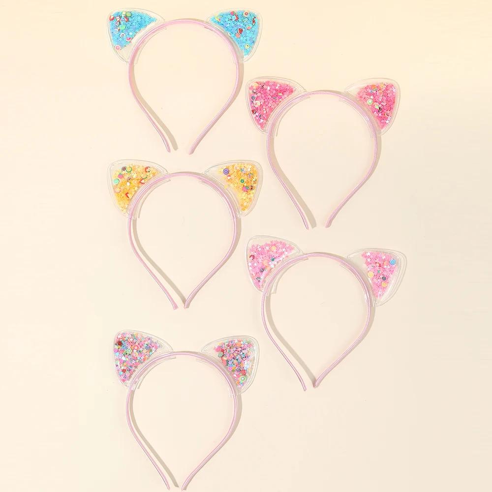 5 pièces chat oreille bandeau mignon étoile brillant paillettes bandeaux doux PVC oreille princesse 