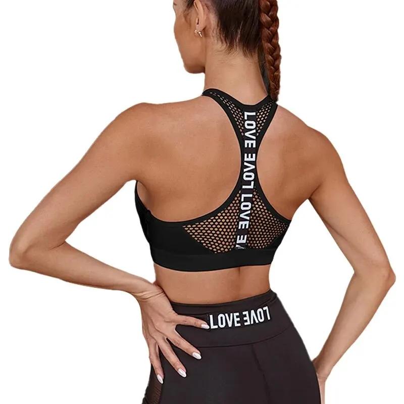 Soutien-gorge fitness femme yoga course gym push up bralette sport lettres