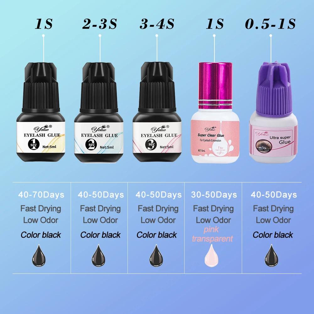 Yelix colle extension de cils pour professionelle, séchage rapide en 0.5 à 1secondes,yeux sensible,n