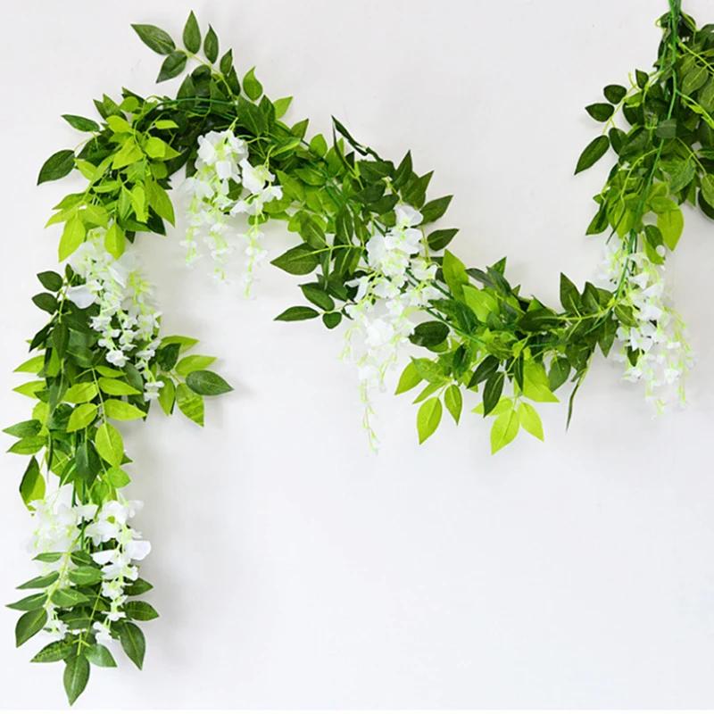 7ft 2m fleur chaîne artificielle glycine vigne guirlande plantes feuillage extérieur maison traînant