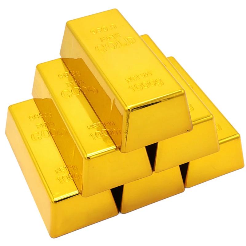 Faux barre d'or créative en brique dorée, 1 pièce, Simulation de lingots d'or creux, accessoire de f