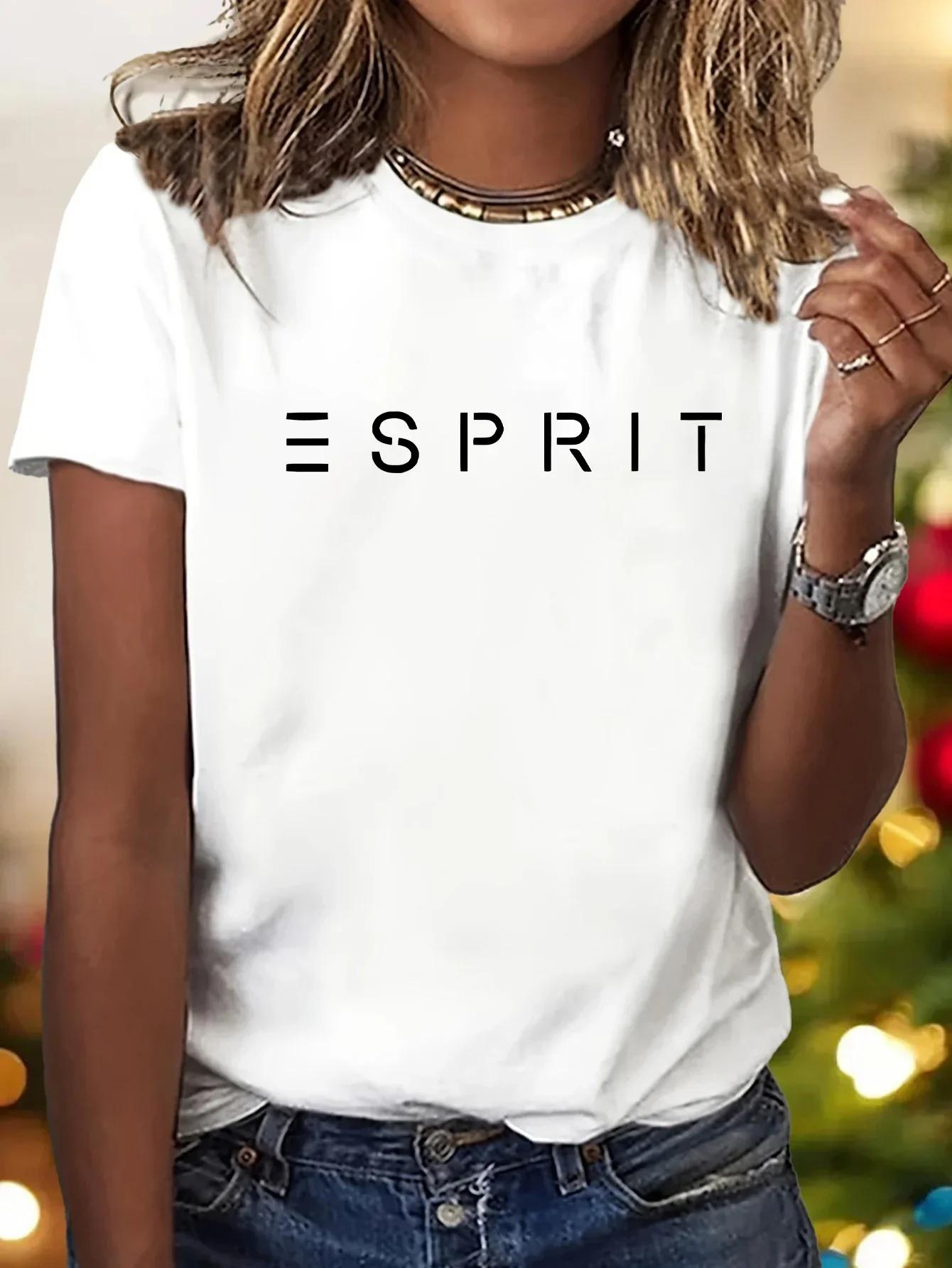 T-Shirt graphique décontracté à manches courtes et col rond pour femmes, avec lettres audacieuses im