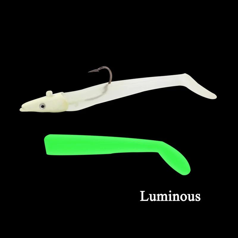 5 pièces Silicone souple lumineux poisson fou sable anguille Wobbler appât leurre de pêche avec croc