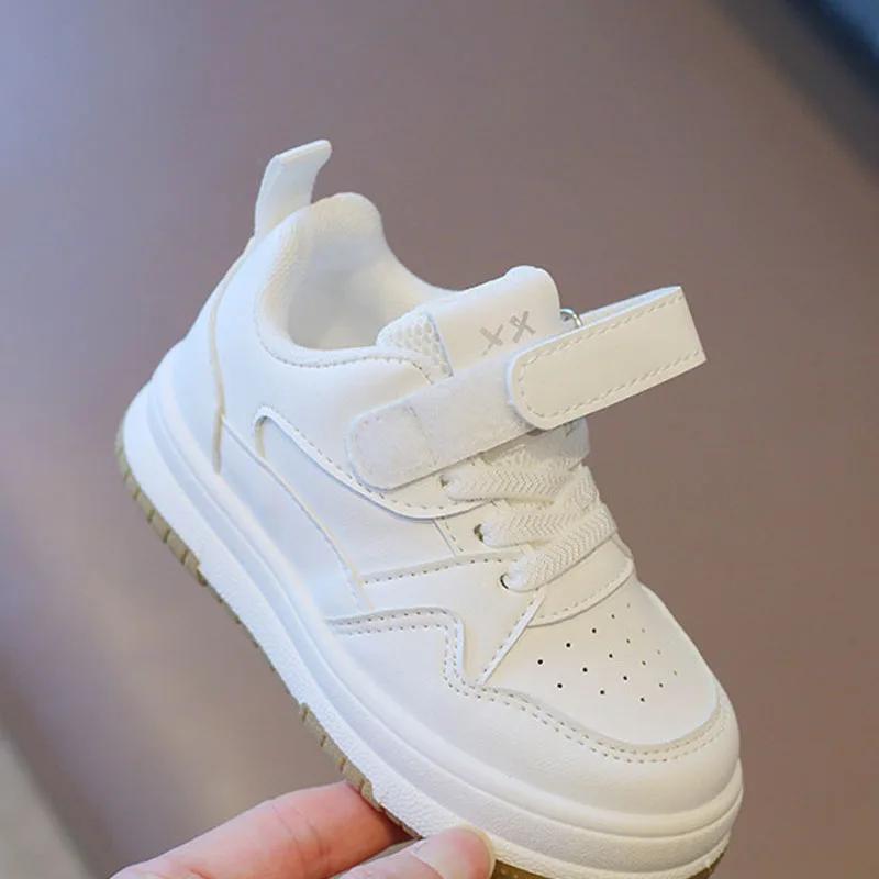 Chaussures blanches pour enfants printemps et automne chaussures de sport pour enfants anti-dérapant