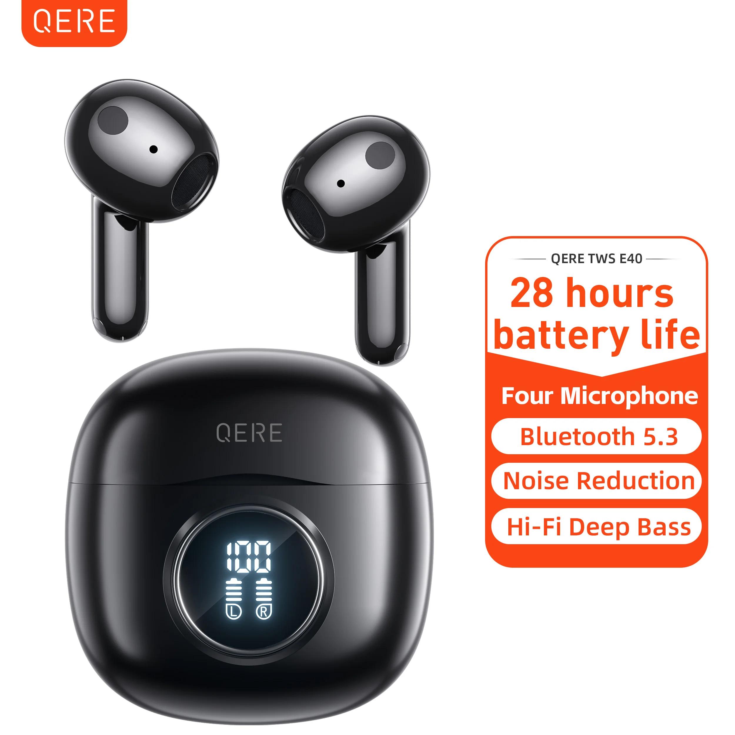 Écouteurs sans fil, QERE E40, nouveau TWS Bluetooth 5.3, Microphone HD, écouteurs HIFI, pilote 13mm,